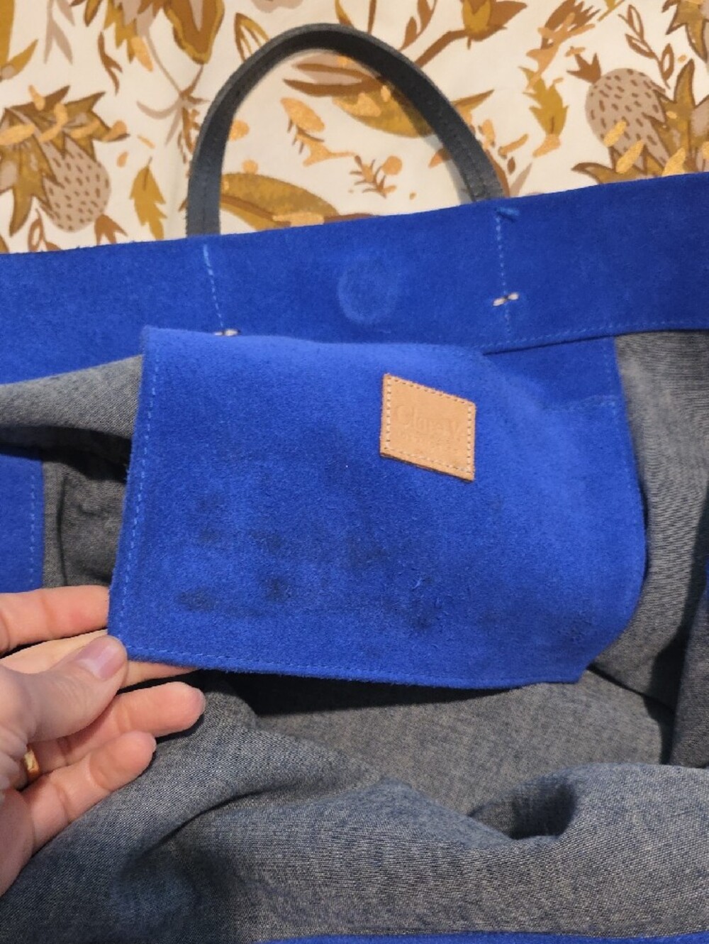 Clare V. Simple Tote In Blue Suede - Picture 6 of 9